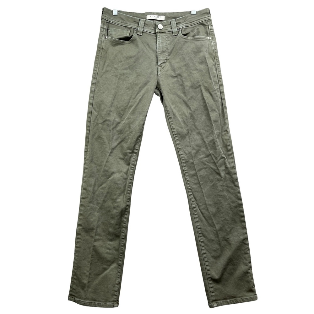 Fidelity Denim Jeans Mens 31x32 Gray Green Jimmy Twill Straight Leg Casual Pants